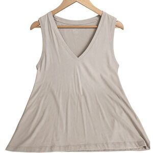 Madewell Tank Top Women Medium Beige NWOT V-Neck Cotton Sleeveless Tee